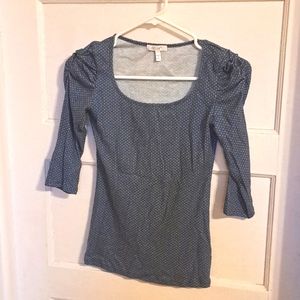Vintage Delia's Scoop Neck Ruched Shoulder 3/4 Sleeve Top